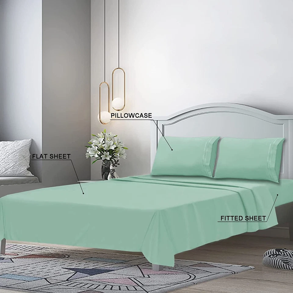 King/Queen Extra Soft Luxury Brushed Microfiber 1800 Thread Count bed Sheets 4pc - Image 2 of 4