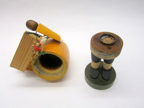 Erzgebirge KWO Räuchermann Räuchermännchen Spielzeughändler Bauchladen Holz 19cm - Bild 9 von 13