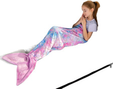 Toddler Mermaid Tail Blankets Glittering Cozy Soft Flannel Rainbow Colorful Gift