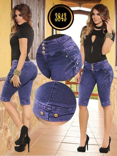 Mujeres Capri Colombiano Levanta Cola Stretch Jeans Push Up trasero  levantador Púrpura Sexy | eBay