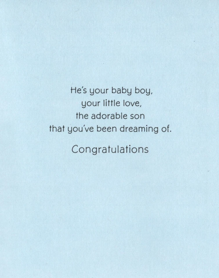 Congratulations New Baby Boy Brown Bear Cap & Ball Hallmark Greeting Card - Image 2 of 3