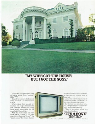 1978 Sony Trinitron Print Ad Vintage Electronics TV Television 8.5'' x 11''