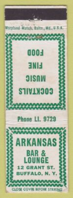 Matchbook Cover - Arkansas Bar Lounge Buffalo NY