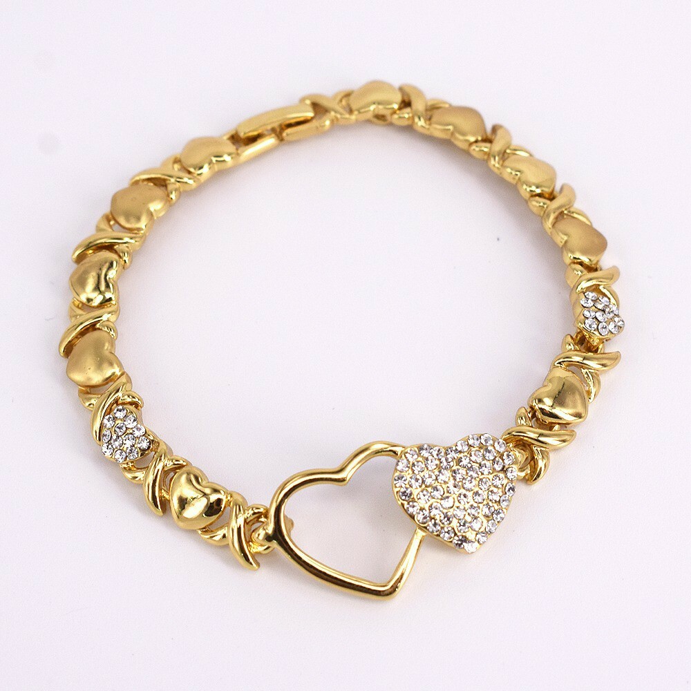 【HYERES LOR】Happiness 14K H bracelet Women High Quality 18k Layered Real Gold Plated Xo hearts