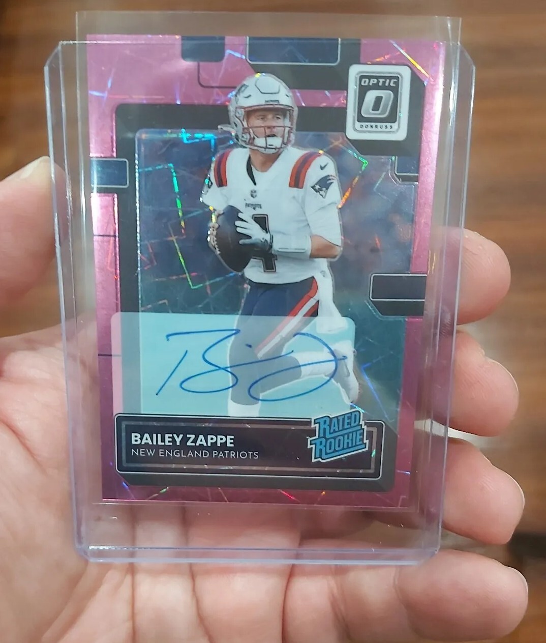 2022 Donruss Optic Bailey Zappe Pink Velocity Auto/50 Patriots