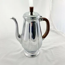 Vintage Farber Bros KROME KRAFT Gooseneck Pitcher / Teapot Brown Bakelite Handle