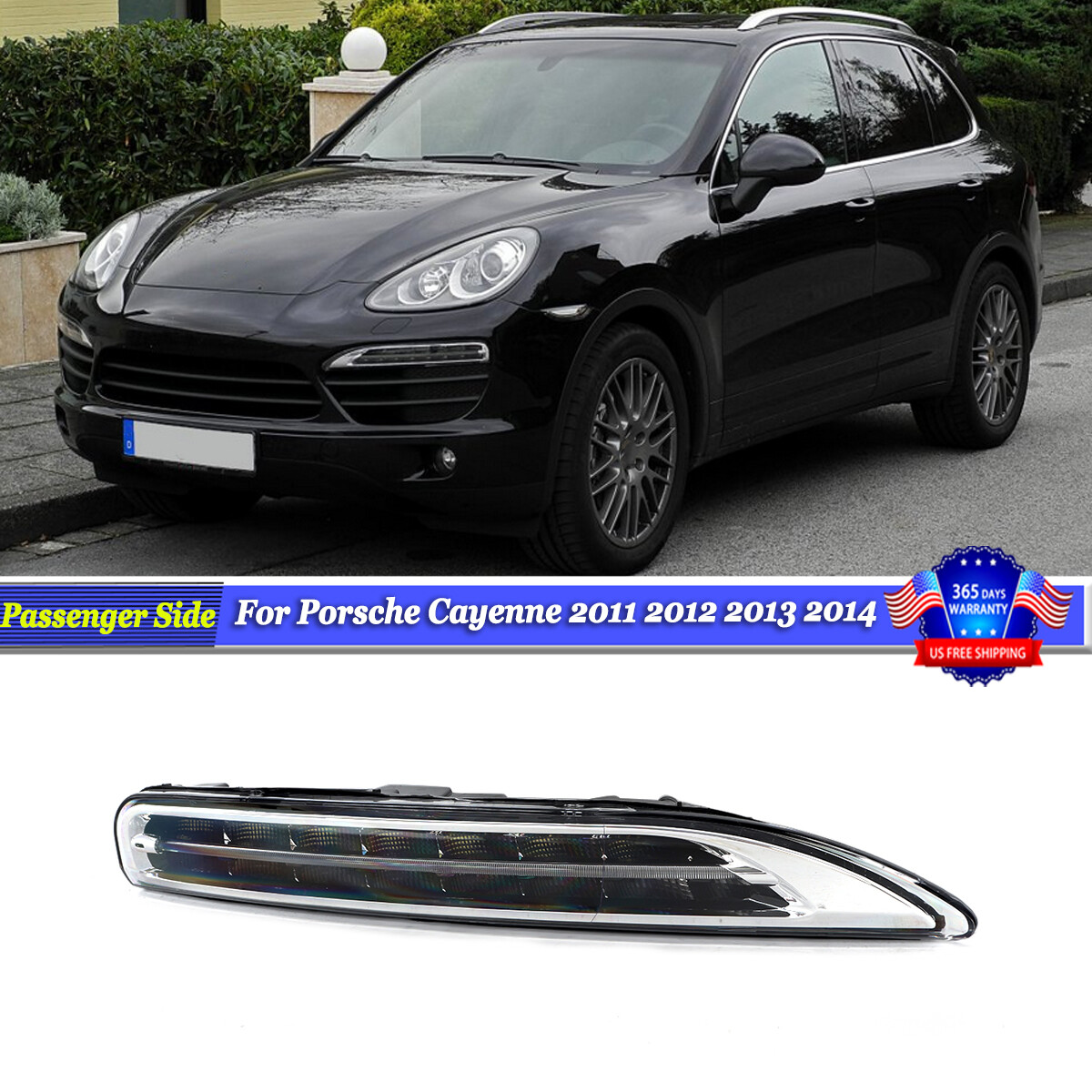 For Porsche Cayenne 11-14 Front Passenger Side Bumper Daytime Run Light Lamp LED