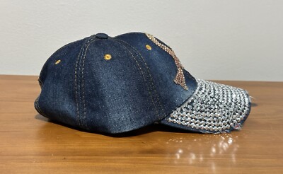 Rhinestone and Denim Baseball Hat Breast Cancer Pink Ribbon  display picture 2