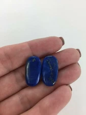 Genuine Lapis Lazuli Pair of Oval Flat Slab Drilled 22 x12x 5.15 MM's 26.67 CTS