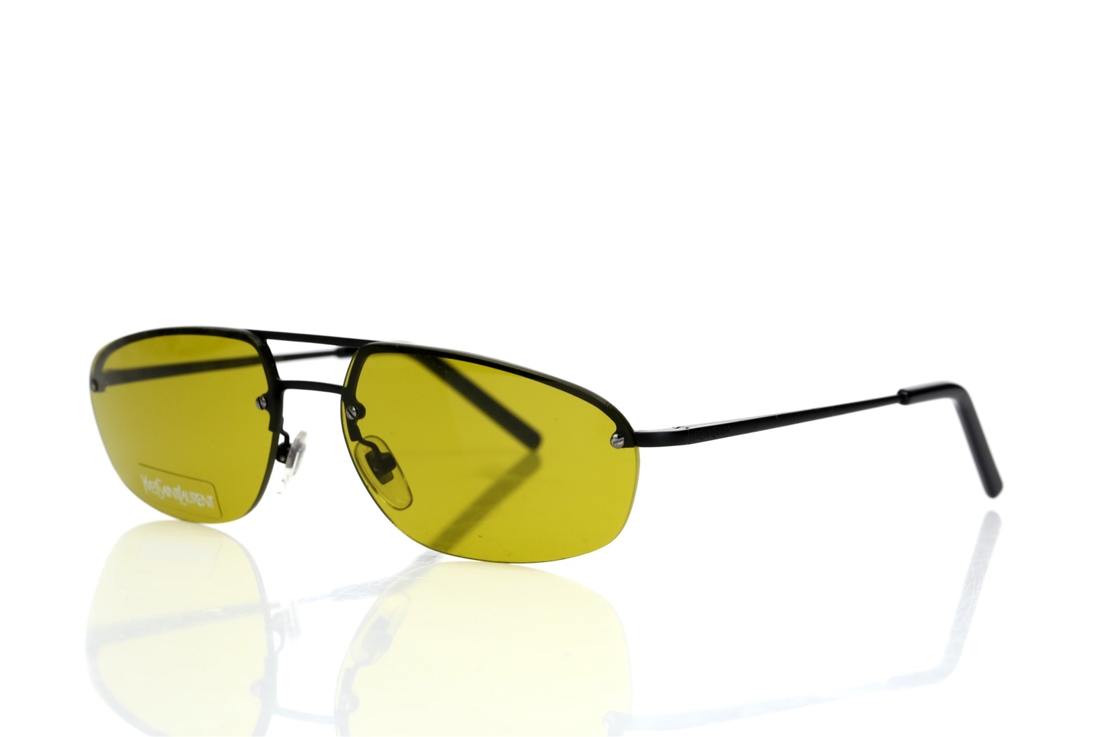 Occhiali da sole Yves Saint Laurent unisex montatura ovale nera lenti gialle 2315 S 142573