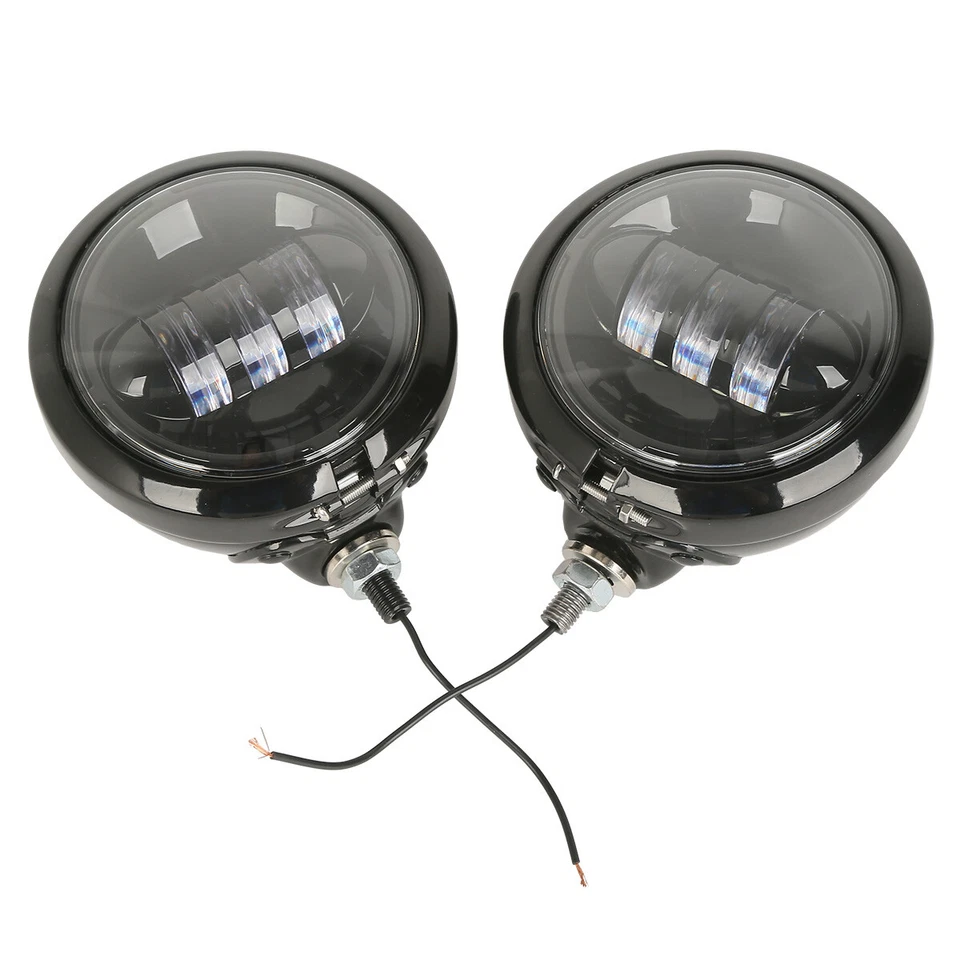 Luces antiniebla LED auxiliares negras de 4,5" para Harley Foto 3 de 4