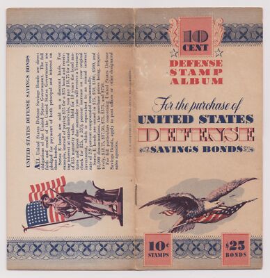 WWII (1942) United States 10 Cent ($25) War Savings Bonds Book 