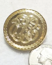 Vintage Swirl Monogram Style Round Scarf Accessory Clip Goldtone 1.3"