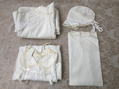 Vintage Baby Girl Christening Gown Set Toddler 4 Pc Baptism Dress Infant Slip