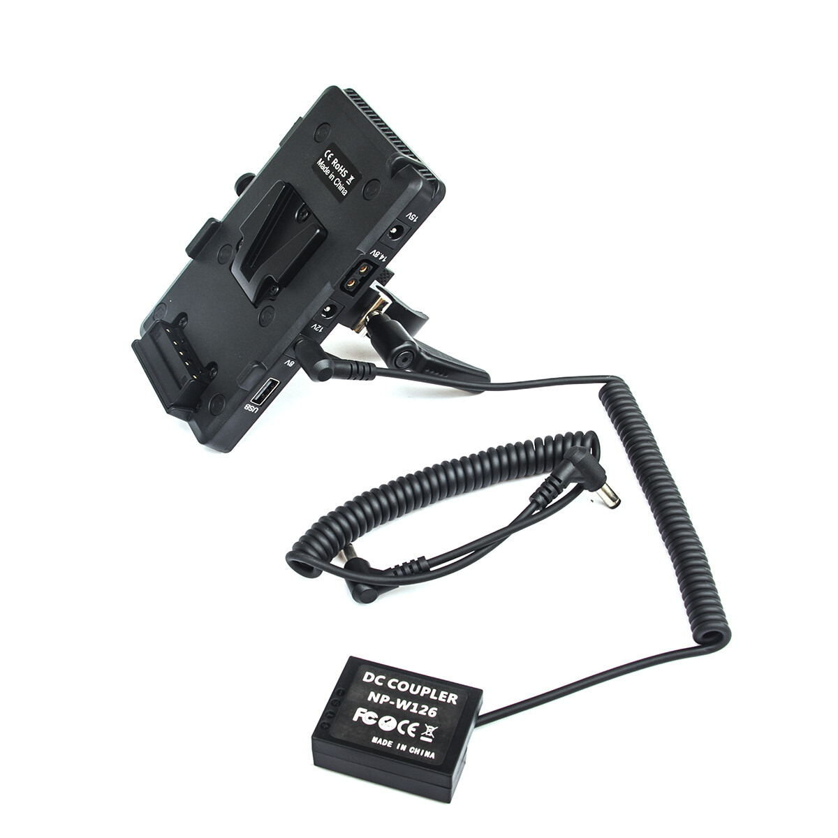 Placa de alimentación de montaje en V con D-tap&Abrazadera + batería ficticia NP-W126 para Fujifilm X-Pro2 T30
