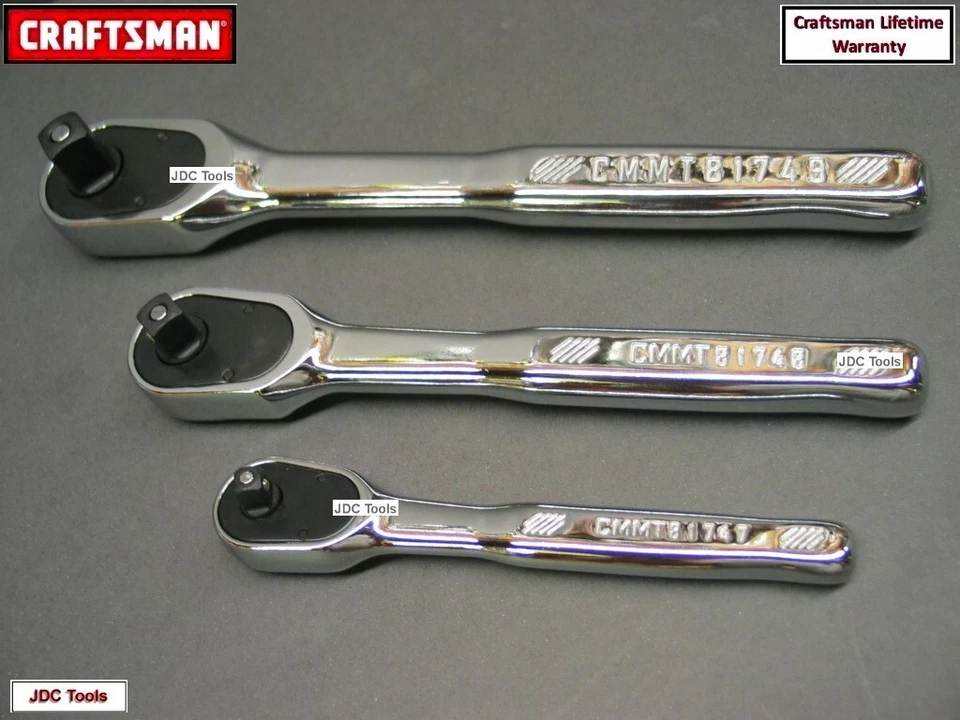 Craftsman 3 件装低档棘轮套筒扳手套装 1/2 英寸 3/8 和 1/4 Dr — 第 2/4 张图片