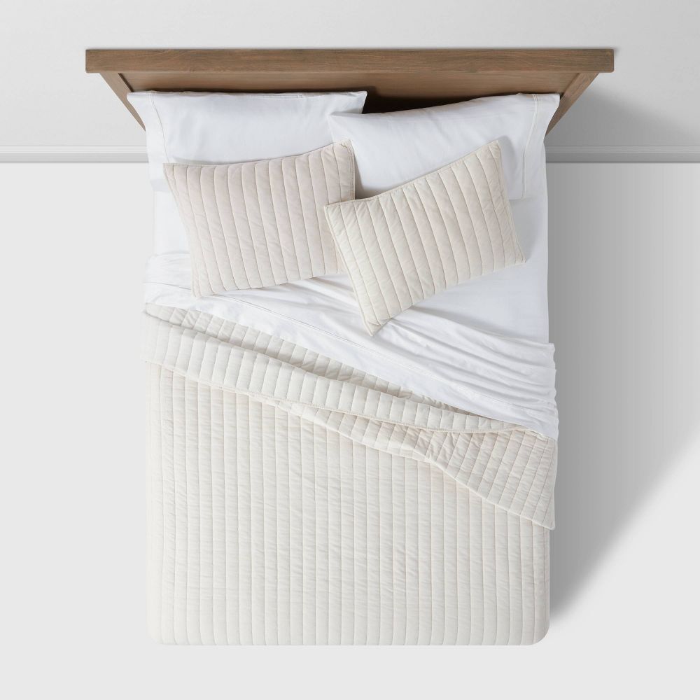 King Channel Stitch Velvet Quilt Cream Threshold Lightbulb Expert