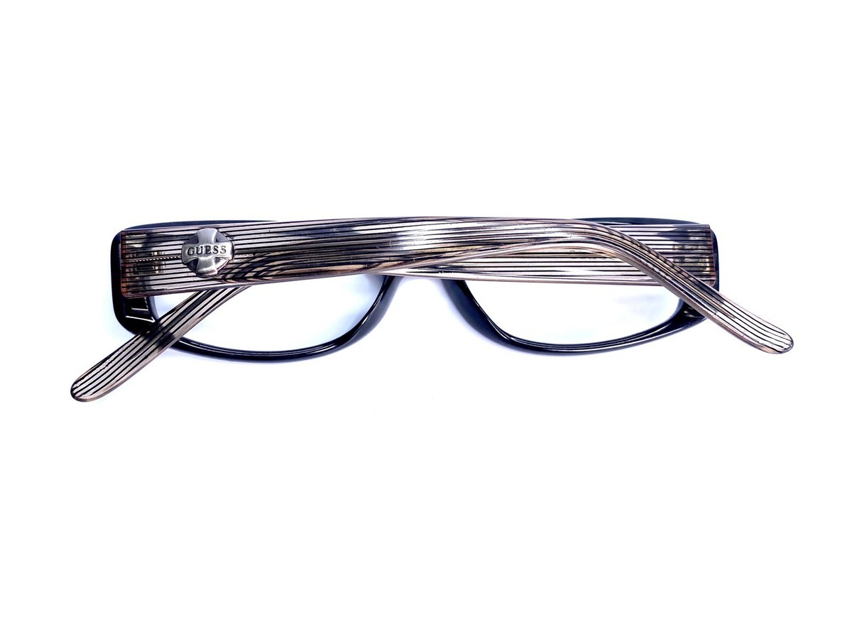 Guess GU 6106 BLK-3 Sunglasses Black Rectangle Frames Brown Striped Temples 52mm GUESS Black Square Sunglasses for Women for sale | eBay main image 2