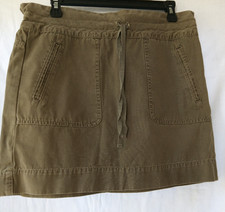 Cute J.CREW Olive COTTON Women Size 2 SHORT Skirt With 4 Pockets