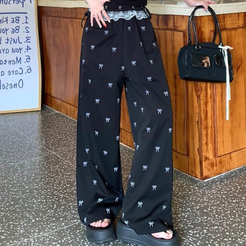 Moderne Damenhose mit weitem Bein und bezaubernder Schleife und Spitzendesign - Bild 7 von 32