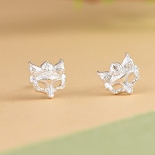 N05 Earrings Fox Small Fox Head Fine Silver Silver 999 Studs