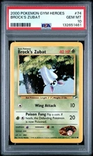 2000 Pokemon Unlimited Gym Heroes # 74 Brock’s Zubat PSA 10 Card GEM MINT!
