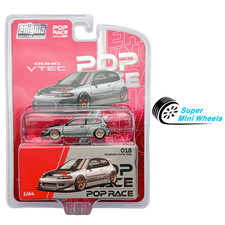 Pop Race 1:64 Pandem Civic EG6 RAW Metal With Open Hood Enigma Exclusive PRE018