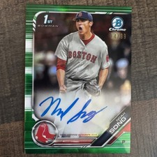 2019 Bowman Chrome 1st #’d/99 Auto Noah Song Green Refractor Boston Red Sox
