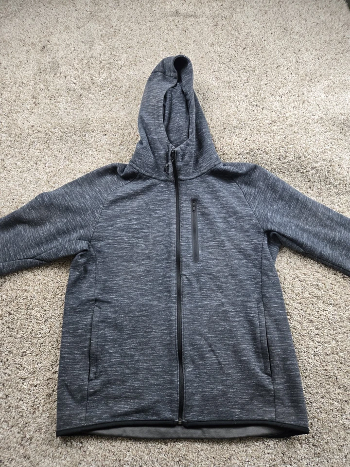 Куртка с капюшоном Uniqlo XL серая на молнии DRY Tech флисовые карманы с длинным рукавом - Изображение 3 из 4