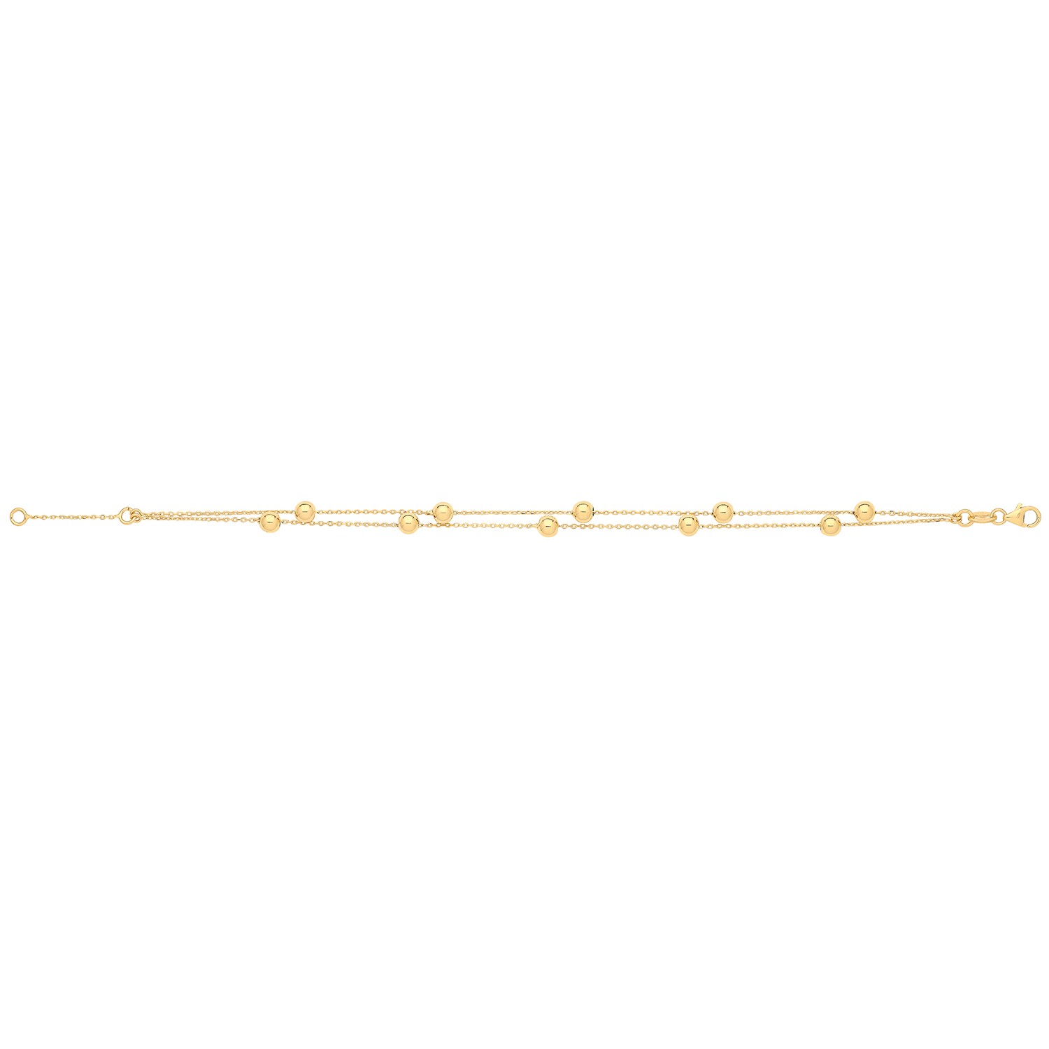 Bracelet multi-rangs femme or 375/1000 véritable bijou de poignet chaîne fine 18cm x 4mm