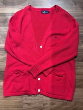 Ralph Lauren Polo Logo Red Cardigan Men s L Size Autumn Winter FA AGB