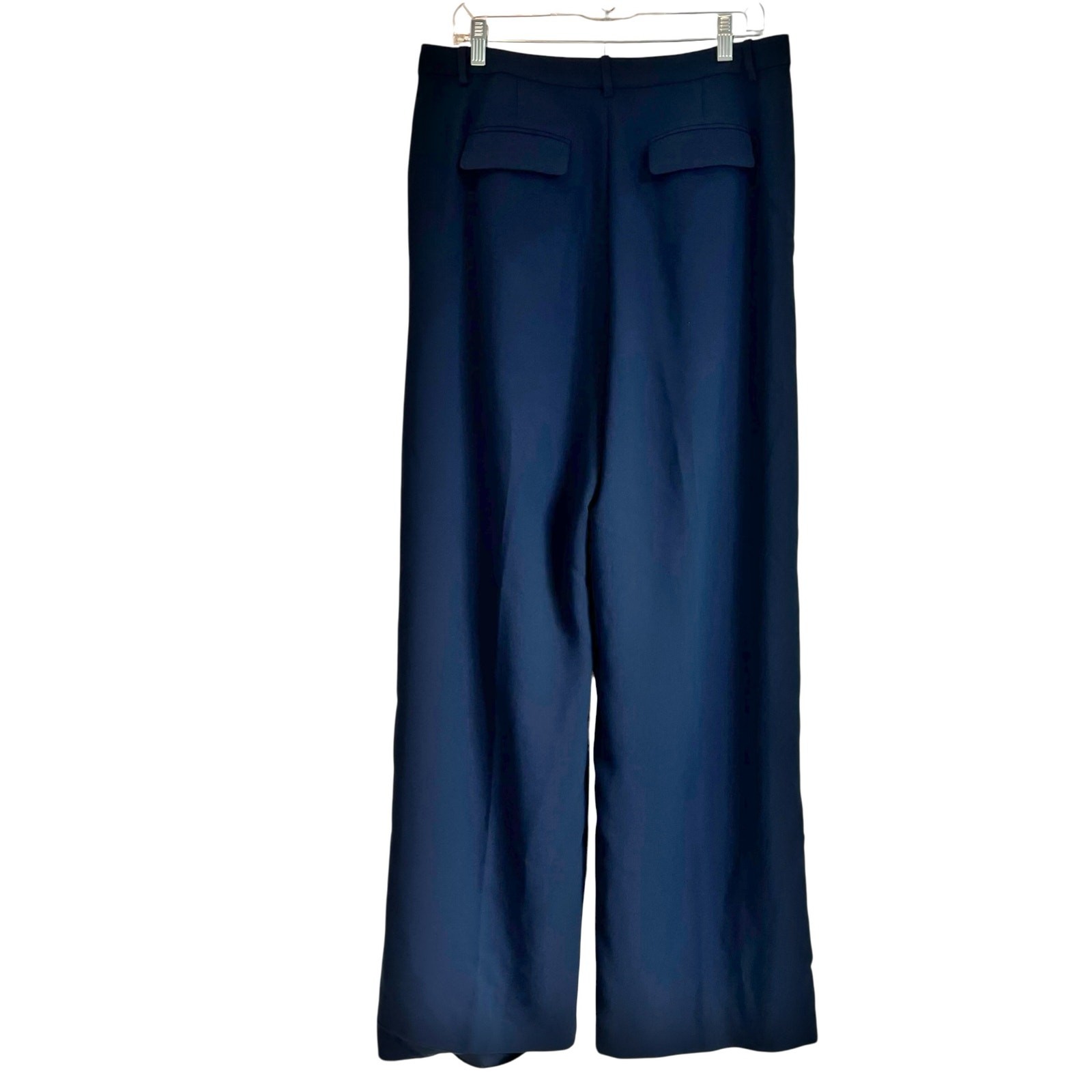 J. Crew Relaxed Fit Pleated Eassential Wide Leg Pant City Crepe Blue 12T NWOT image 3
