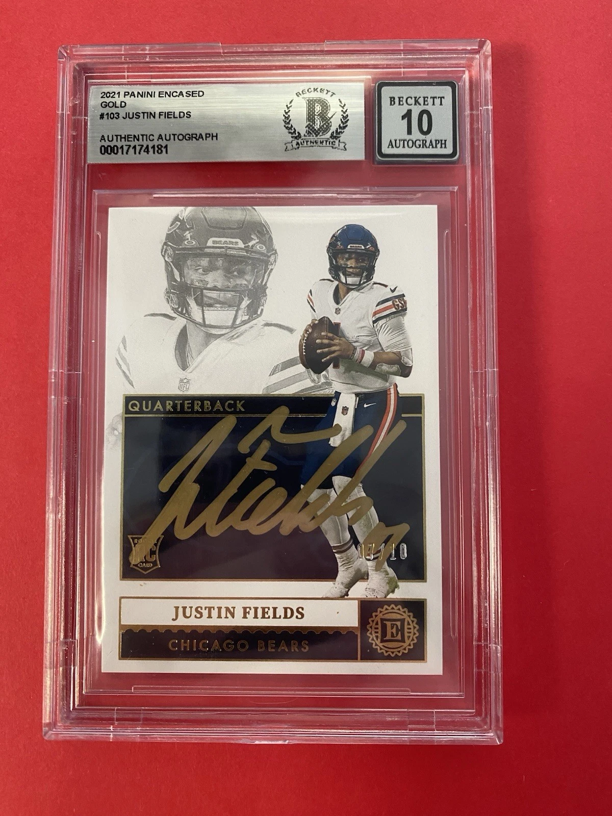 Justin Fields Panini Encased #103 Gold