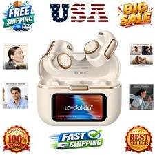 Open-Ear Wireless Earbuds with Smart LED Display Case, Clip On Earbuds All-Da...