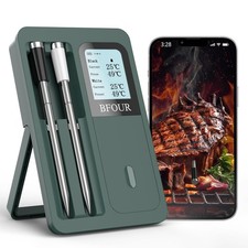 BFOUR Wireless Meat Thermometer with 2 Probes, 328FT Bluetooth Grill Meat The...