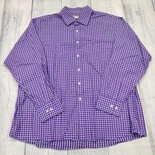 Michael Kors Button Shirt 18 34/35 Plaid Purple Cotton Work Mens
