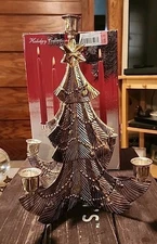 VTG Holiday Collection Godinger Silver Plated Christmas Tree 5 Candle Holder