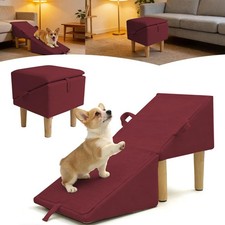 Split Ottoman Dog Ramp for Couch and Low Bed, 2-in-1 Foldable Dog Stairs for ...
