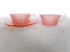 Hocking PINK MISS AMERICA 2 CUPS & 1 SAUCER - Depression Glass - 1930s