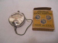 Vintage Sterling Pocket Ammeter  Voltmeter 0-35 Amperes  With Original  Box