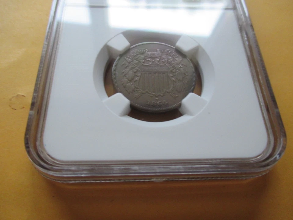 1864 2 PIECE LARGE MOTTO NGC XF 45 BN #2 (CIVIL WAR ERA) - Image 3 of 4
