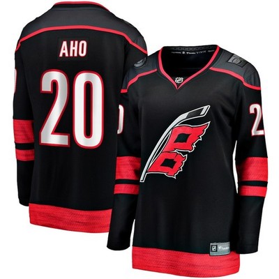 Women's Hurricanes #20 Sebastian Aho Fanatics Black Home Breakaway Jersey