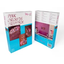 Bead Embroidery Kit Miniart Crafts 11006-1 Pink Orchids Triptych DIY Home Decor