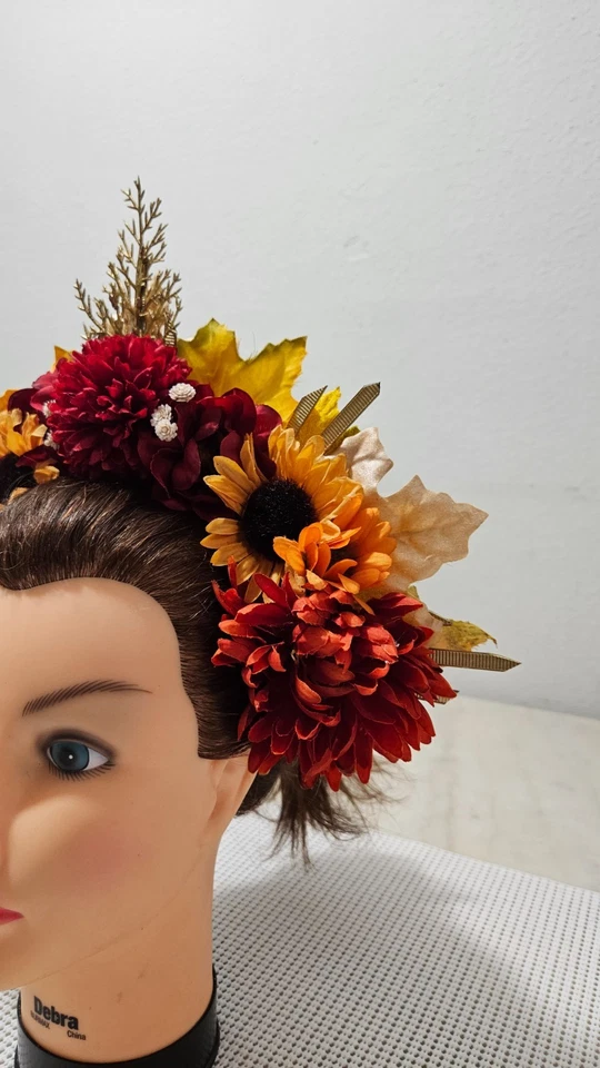 Sunflower headdress Large flower crown Summer flower crown Boho festival crown - Image 2 of 4