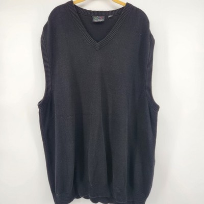 Greg Norman Collection Mens XXL Black V-Neck Knit Golf Sweater Vest Shark Logo