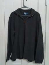 Polo Ralph Lauren Quarter-Zip Pullover   XL Gray Sweater Shirt Pony Logo A9