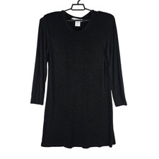 Womens Vintage Jessica Holbrook Black Slinky Knit Dress Long Sleeve Size 14