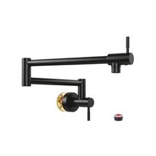 Matte Black Pot Filler, Pot Filler Faucet Wall Mount, Brass Folding Stretchab...