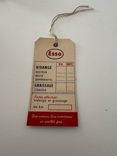 Etiquette de contrôles Vidange Graissage - ESSO -
