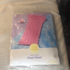 SUN SQUAD Pink Inflatable Pool Float Mattress Built In Pillow New